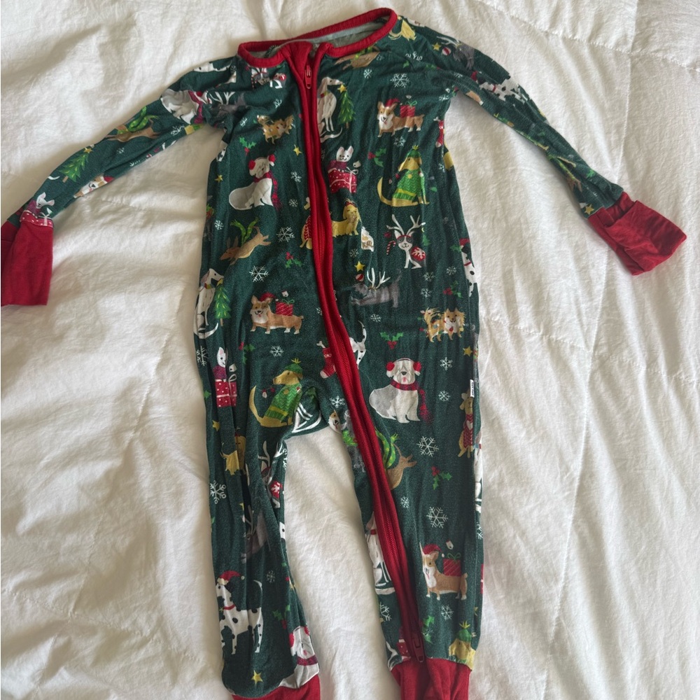 6-12M Little Sleepies Christmas Print Pajama Footies